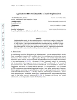 Applications of fractional calculus in learned optimization
