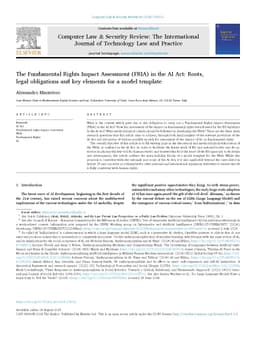 The Fundamental Rights Impact Assessment (FRIA) in the AI Act: Roots,
  legal obligations and key elements for a model template