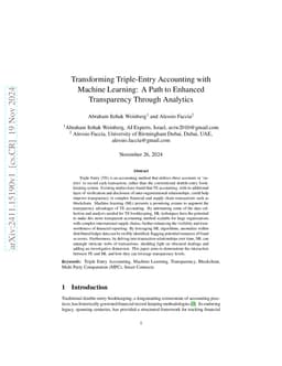 Transforming Triple-Entry Accounting with Machine Learning: A Path to
  Enhanced Transparency Through Analytics