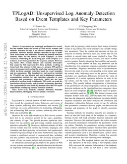 TPLogAD: Unsupervised Log Anomaly Detection Based on Event Templates and
  Key Parameters