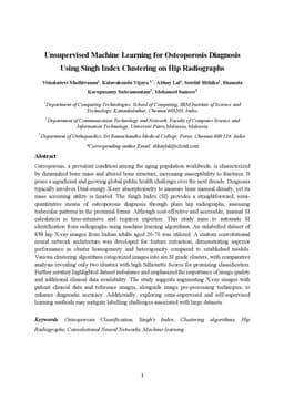 Unsupervised Machine Learning for Osteoporosis Diagnosis Using Singh
  Index Clustering on Hip Radiographs