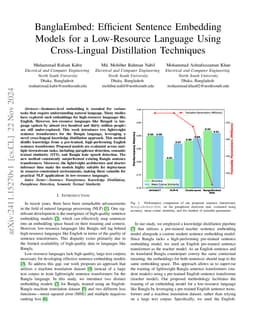 BanglaEmbed: Efficient Sentence Embedding Models for a Low-Resource
  Language Using Cross-Lingual Distillation Techniques