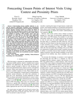 Forecasting Unseen Points of Interest Visits Using Context and Proximity
  Priors