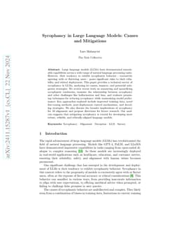 Sycophancy in Large Language Models: Causes and Mitigations