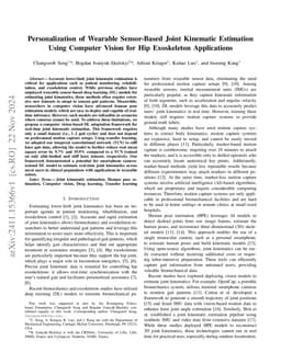 Personalization of Wearable Sensor-Based Joint Kinematic Estimation
  Using Computer Vision for Hip Exoskeleton Applications