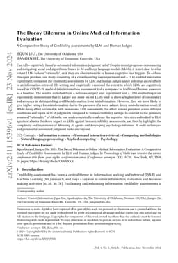 The Decoy Dilemma in Online Medical Information Evaluation: A
  Comparative Study of Credibility Assessments by LLM and Human Judges