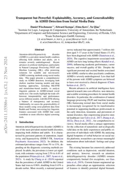 Transparent but Powerful: Explainability, Accuracy, and Generalizability
  in ADHD Detection from Social Media Data