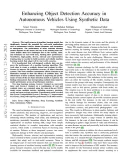 Enhancing Object Detection Accuracy in Autonomous Vehicles Using
  Synthetic Data