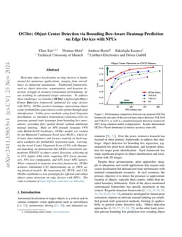 OCDet: Object Center Detection via Bounding Box-Aware Heatmap Prediction
  on Edge Devices with NPUs