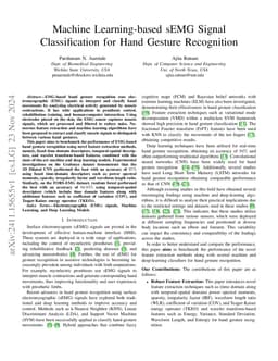 Machine Learning-based sEMG Signal Classification for Hand Gesture
  Recognition