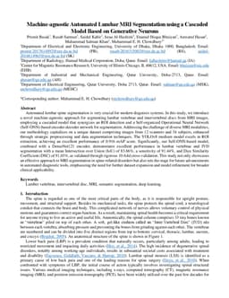 Machine-agnostic Automated Lumbar MRI Segmentation using a Cascaded
  Model Based on Generative Neurons