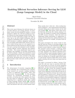 Enabling Efficient Serverless Inference Serving for LLM (Large Language
  Model) in the Cloud