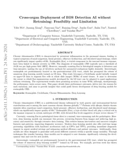 Cross-organ Deployment of EOS Detection AI without Retraining:
  Feasibility and Limitation