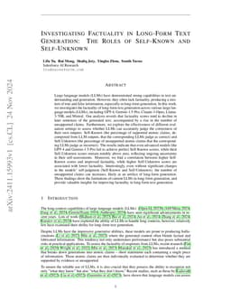 Investigating Factuality in Long-Form Text Generation: The Roles of
  Self-Known and Self-Unknown