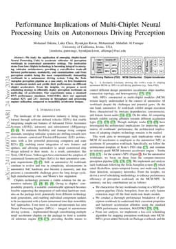 Performance Implications of Multi-Chiplet Neural Processing Units on
  Autonomous Driving Perception