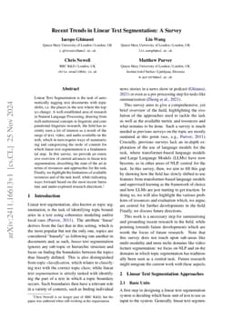 Recent Trends in Linear Text Segmentation: a Survey