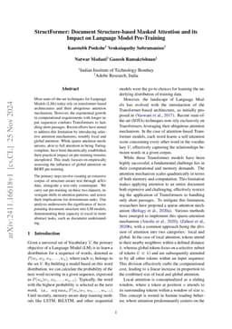 StructFormer: Document Structure-based Masked Attention and its Impact
  on Language Model Pre-Training
