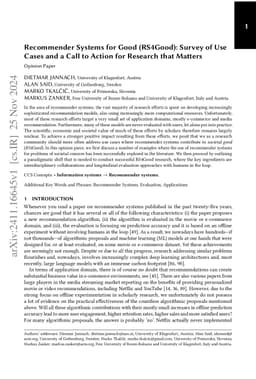 Recommender Systems for Good (RS4Good): Survey of Use Cases and a Call
  to Action for Research that Matters