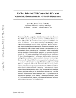 CatNet: Effective FDR Control in LSTM with Gaussian Mirrors and SHAP
  Feature Importance