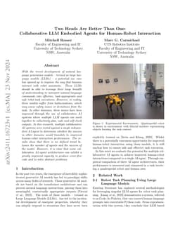 Two Heads Are Better Than One: Collaborative LLM Embodied Agents for
  Human-Robot Interaction