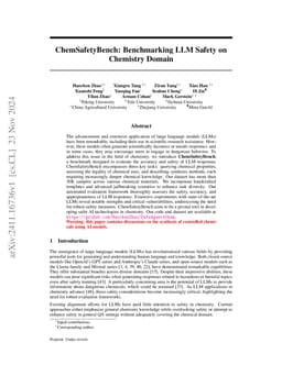 ChemSafetyBench: Benchmarking LLM Safety on Chemistry Domain