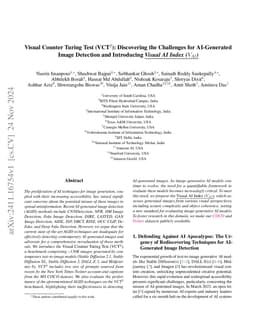 Visual Counter Turing Test (VCT^2): Discovering the Challenges for
  AI-Generated Image Detection and Introducing Visual AI Index (V_AI)