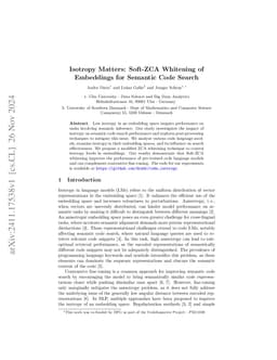 Isotropy Matters: Soft-ZCA Whitening of Embeddings for Semantic Code
  Search