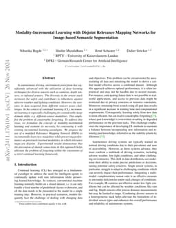 Modality-Incremental Learning with Disjoint Relevance Mapping Networks
  for Image-based Semantic Segmentation