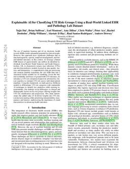 Explainable AI for Classifying UTI Risk Groups Using a Real-World Linked EHR and Pathology Lab Dataset