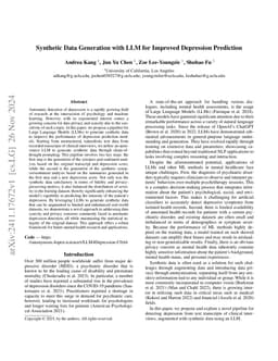 Synthetic Data Generation with LLM for Improved Depression Prediction