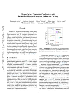 DreamCache: Finetuning-Free Lightweight Personalized Image Generation
  via Feature Caching