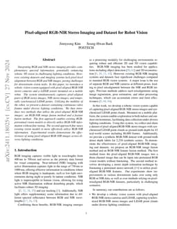 Pixel-aligned RGB-NIR Stereo Imaging and Dataset for Robot Vision