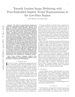 Towards Lensless Image Deblurring with Prior-Embedded Implicit Neural
  Representations in the Low-Data Regime
