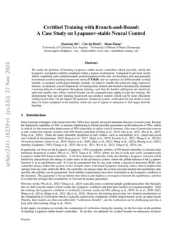 Certified Training with Branch-and-Bound: A Case Study on
  Lyapunov-stable Neural Control