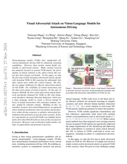 Visual Adversarial Attack on Vision-Language Models for Autonomous
  Driving