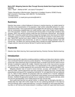 Metric-DST: Mitigating Selection Bias Through Diversity-Guided
  Semi-Supervised Metric Learning