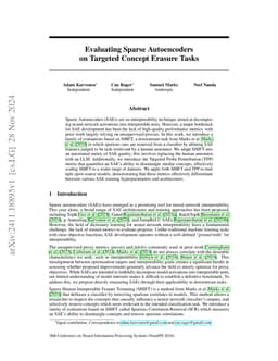 Evaluating Sparse Autoencoders on Targeted Concept Erasure Tasks