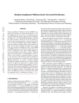 Random Sampling for Diffusion-based Adversarial Purification