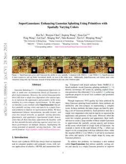 SuperGaussians: Enhancing Gaussian Splatting Using Primitives with
  Spatially Varying Colors