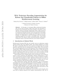 TEA: Trajectory Encoding Augmentation for Robust and Transferable Policies in Offline Reinforcement Learning