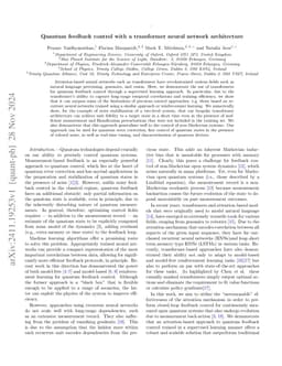 Quantum feedback control with a transformer neural network architecture