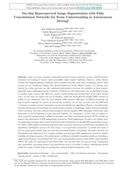 On-chip Hyperspectral Image Segmentation with Fully Convolutional
  Networks for Scene Understanding in Autonomous Driving
