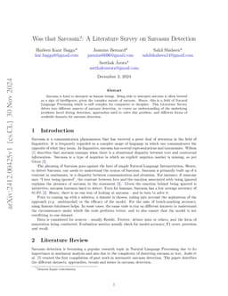 Was that Sarcasm?: A Literature Survey on Sarcasm Detection