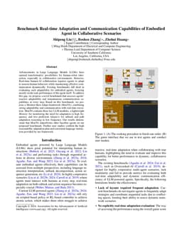 Benchmark Real-time Adaptation and Communication Capabilities of
  Embodied Agent in Collaborative Scenarios