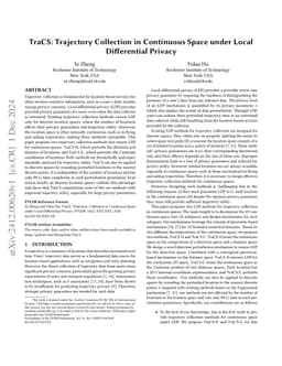 TraCS: Trajectory Collection in Continuous Space under Local
  Differential Privacy