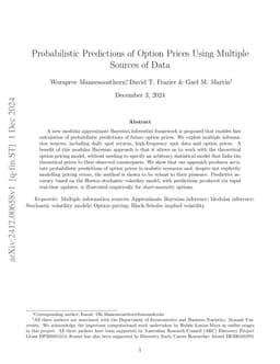 Probabilistic Predictions of Option Prices Using Multiple Sources of
  Data
