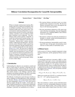 Bilinear Convolution Decomposition for Causal RL Interpretability