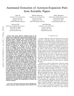 Automated Extraction of Acronym-Expansion Pairs from Scientific Papers