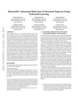 HumekaFL: Automated Detection of Neonatal Asphyxia Using Federated
  Learning