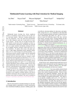 Multimodal Fusion Learning with Dual Attention for Medical Imaging